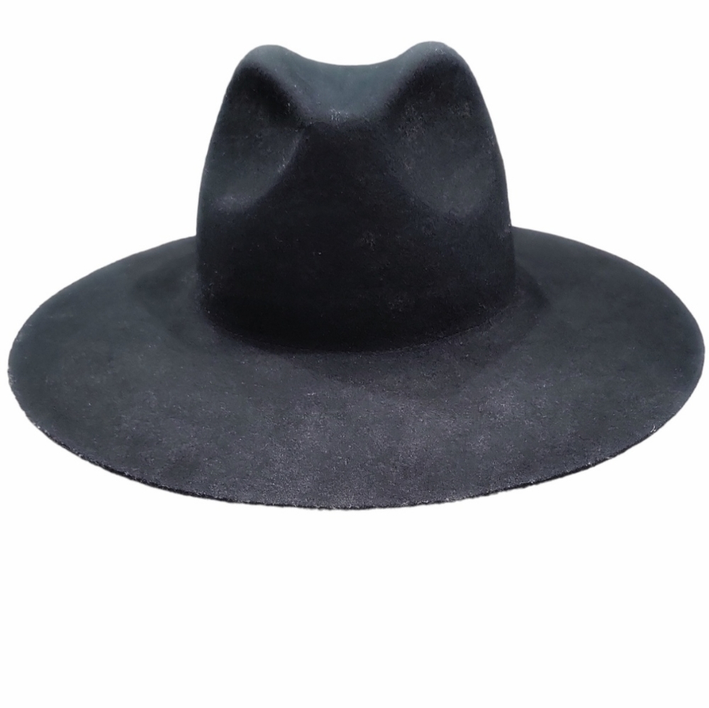 Gigi Pip Scottie Black Wide Brim Fedora 59 M/L - Picture 2 of 7